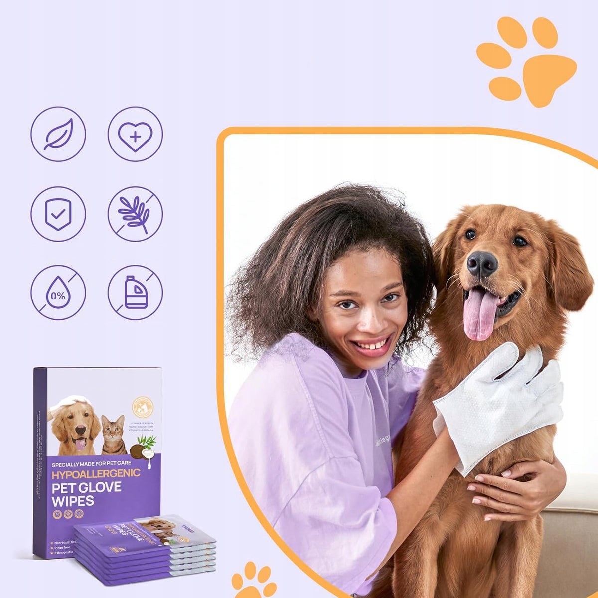 Moisturized Animal Cleaning Gloves: For Dogs and Cats 20 PCS. Manufacturer code ZGEER GBN