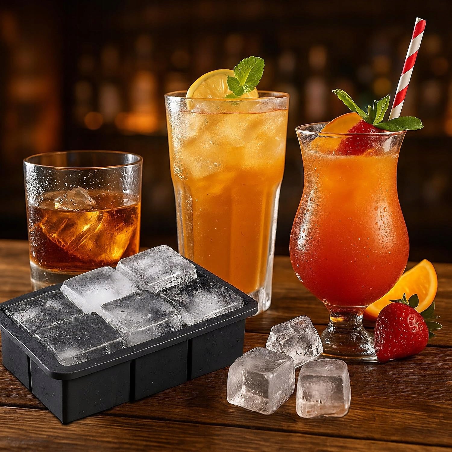 Mold for 6 ice cubes XXL BPA-free silicone Relaxdays black Brand Relaxdays