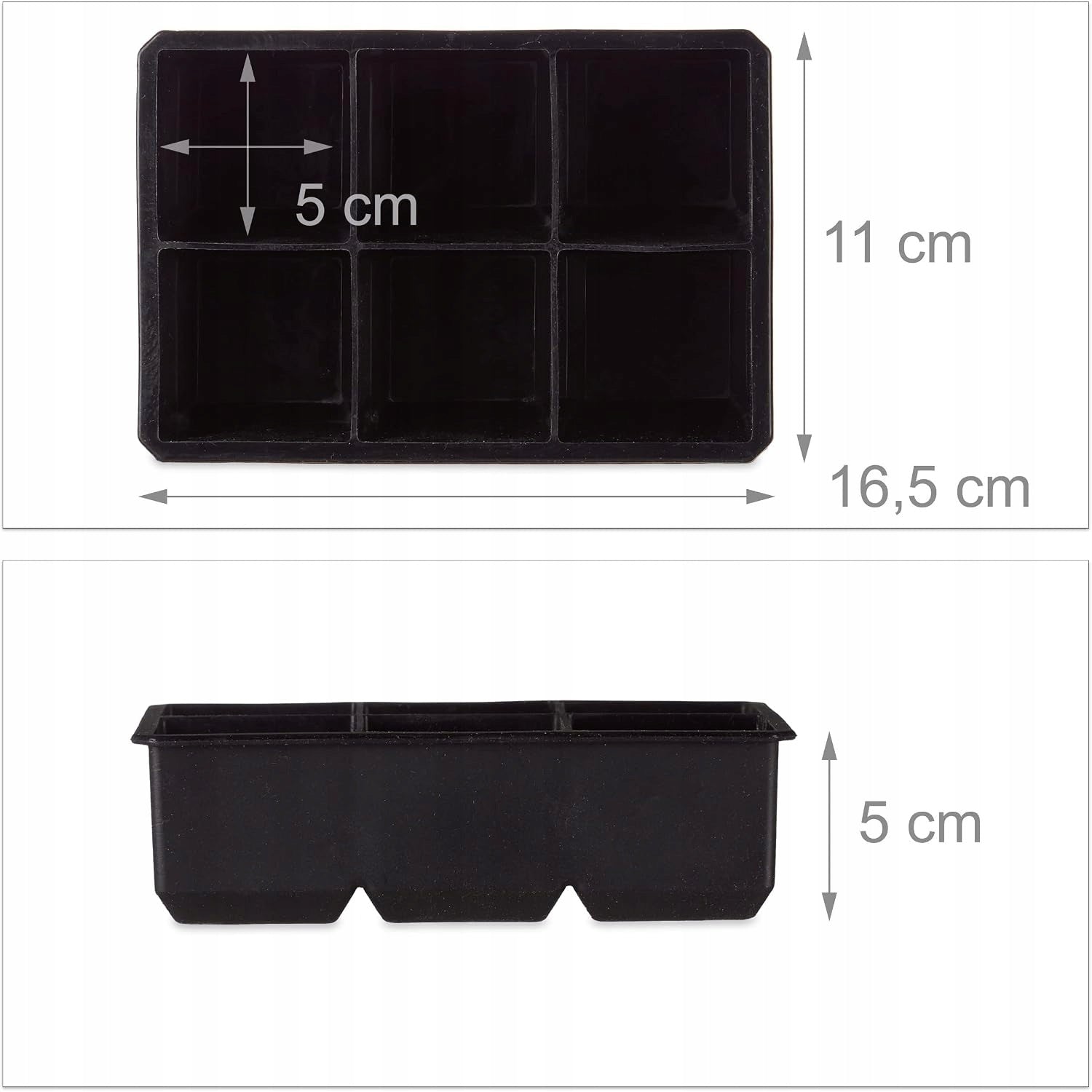 Mold for 6 ice cubes XXL BPA-free silicone Relaxdays black Dominant color black