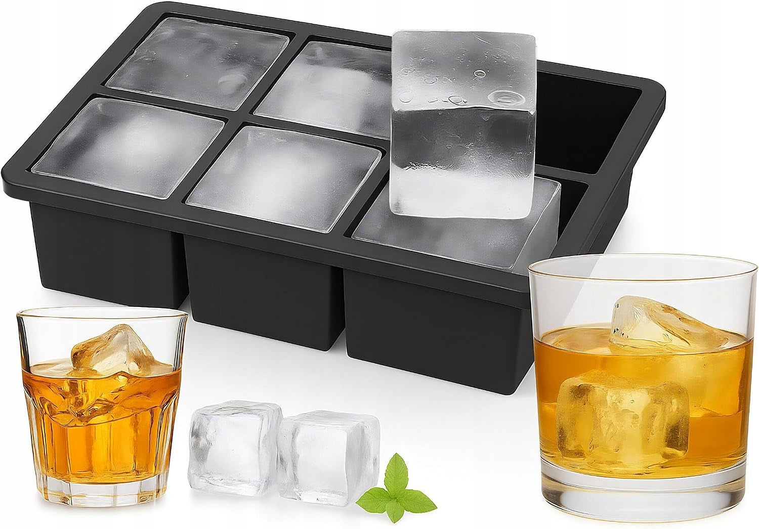 Mold for 6 ice cubes XXL BPA-free silicone Relaxdays black