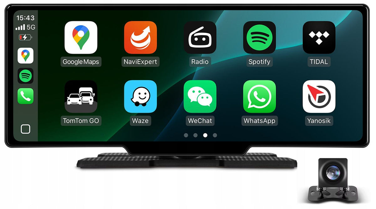 Monitor 10" Apple Carplay Android Auto + KAMERA COFANIA + UCHWYT NA SZYBĘ