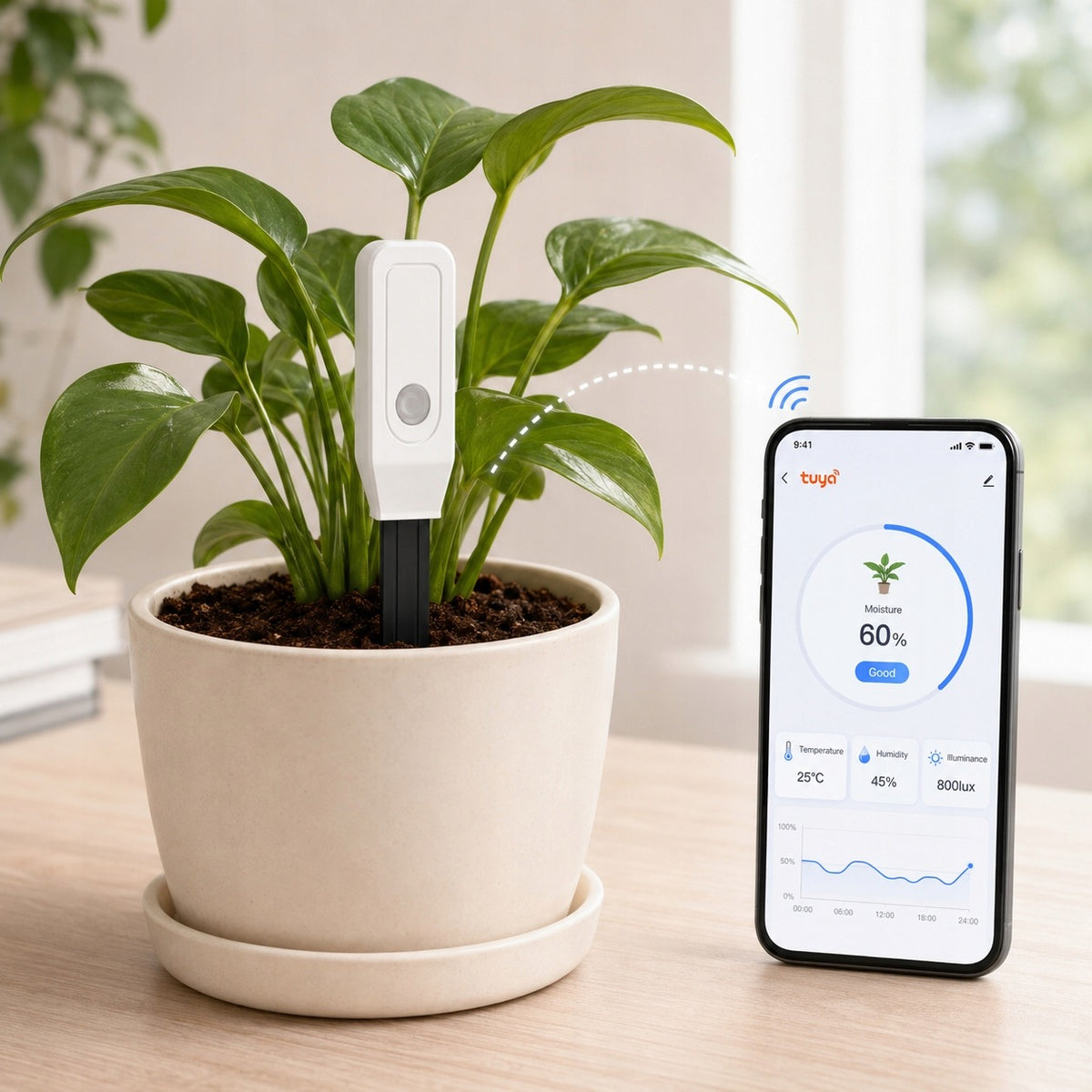 Monitor Sensor Temperature and Humidity Soil Earth Sensor TUYA WIFI Manufacturer code Monitor Temperatury Wilgotności Gleby Wi-Fi
