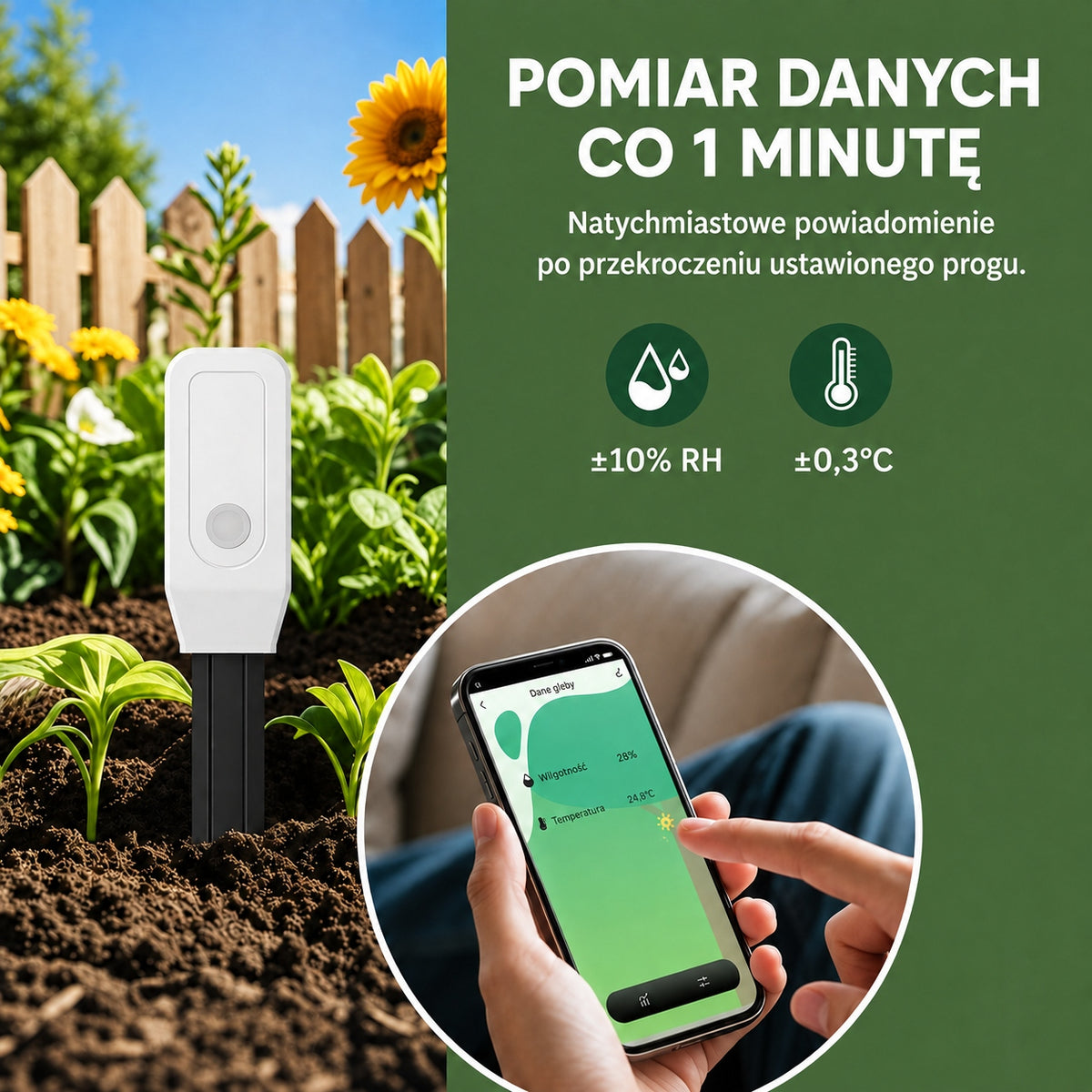 Monitor Sensor Temperature and Humidity Soil Earth TUYA ZIGBEE Manufacturer code Monitor Temperatury Wilgotności Gleby Zigbee