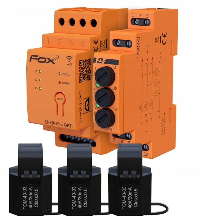 Monitor energy consumption meter MEF-3-200 FOX with bezp socket LK-BZ F&F FOX
