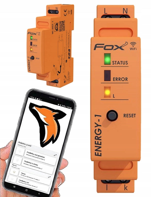 Monitor energy meter WiFi 1-FAZ 40A with Antenna 230V FOX F&F