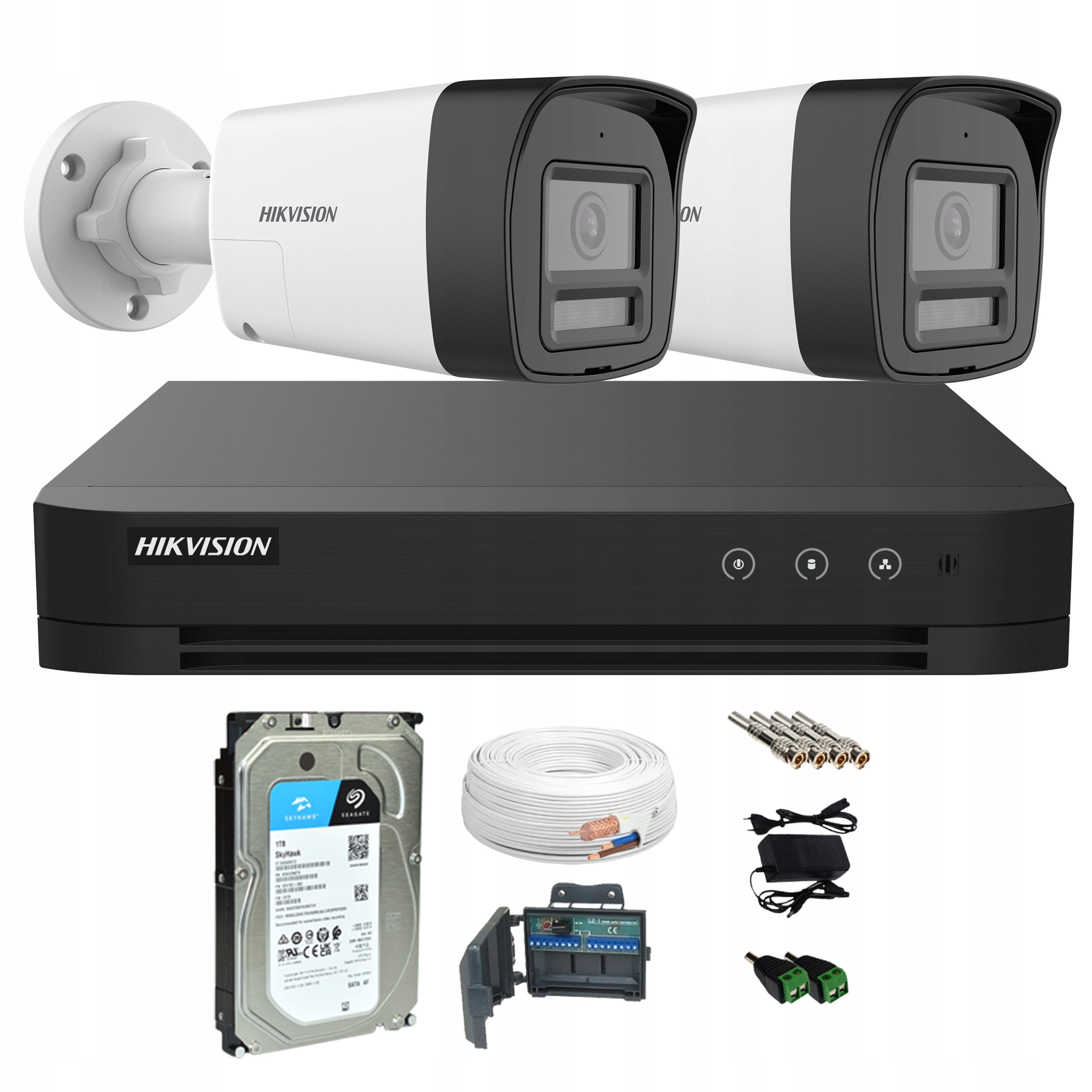 Monitoring Kit 2 Cameras hikvision 4K 8Mpx LED IR Lighting 1TB Drive Packaging status original