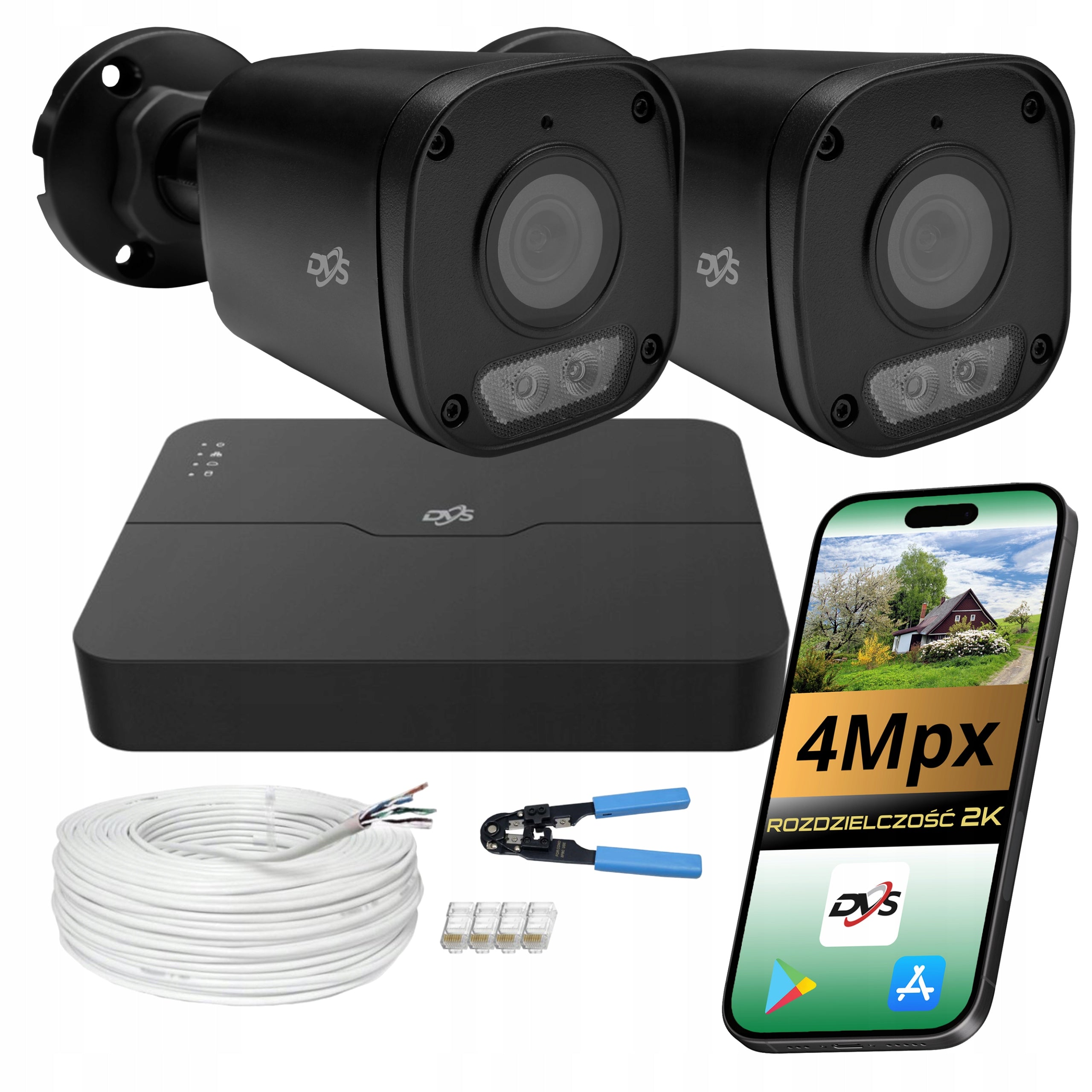 Monitoring Kit 2 External PoE IP Cameras 4Mpx DUAL LIGHT Application