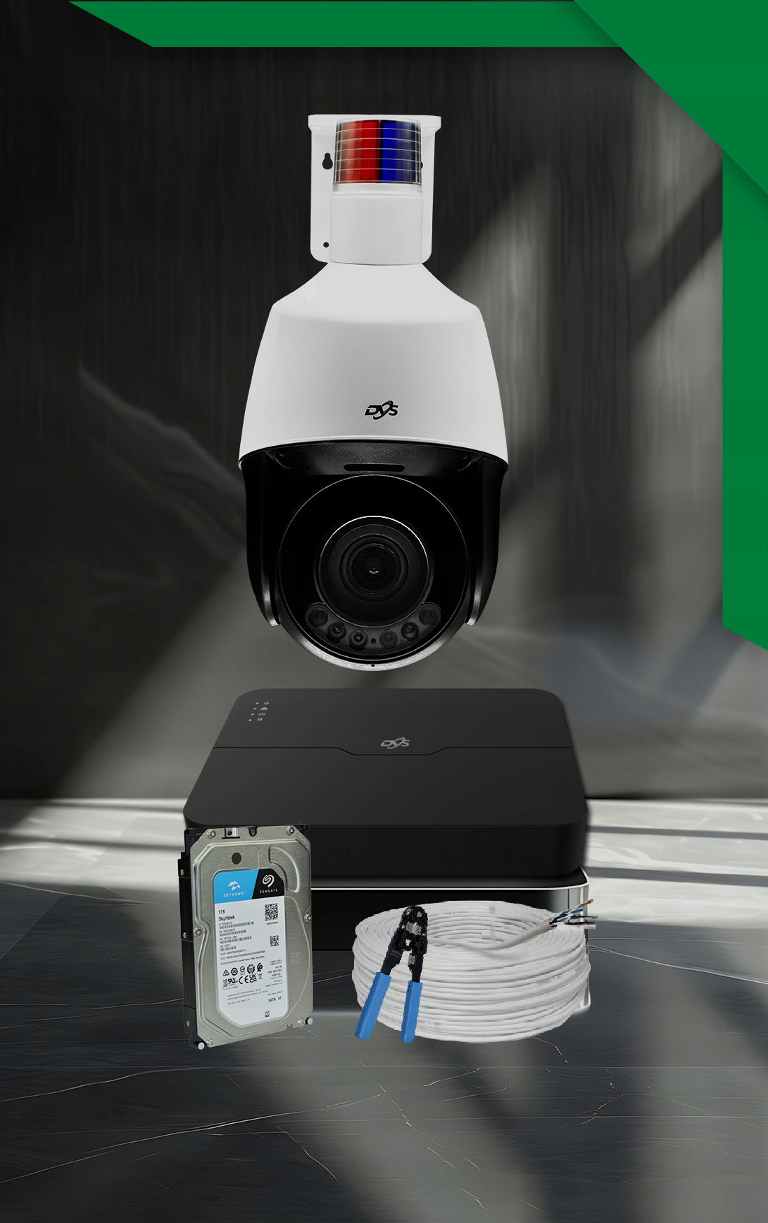 Monitoring Kit 2x Outdoor IP POE Rotary Camera 5Mp SMART AI 1TB Manufacturer code Zestaw monitoringu do domu 2 kamery obrotowe