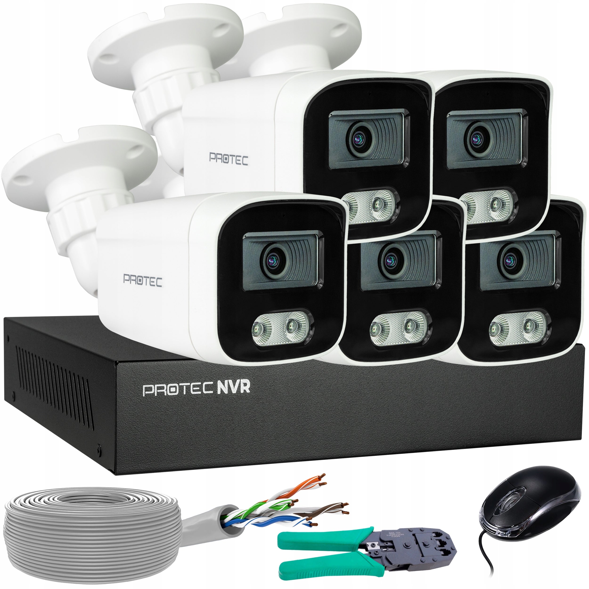 Monitoring Kit 5 IP Cameras 8MP PoE Microphone Human Detection Without hdd
