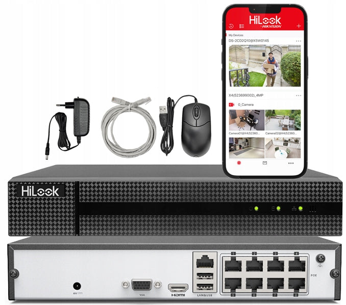 Monitoring Kit 6 Cameras 4MPx IPC-B140HA-LUC Hikvision HiLook Drive 2TB Manufacturer code IPC-B140HA-LUC (x6) + NVR + HDD (DSDi Ready)