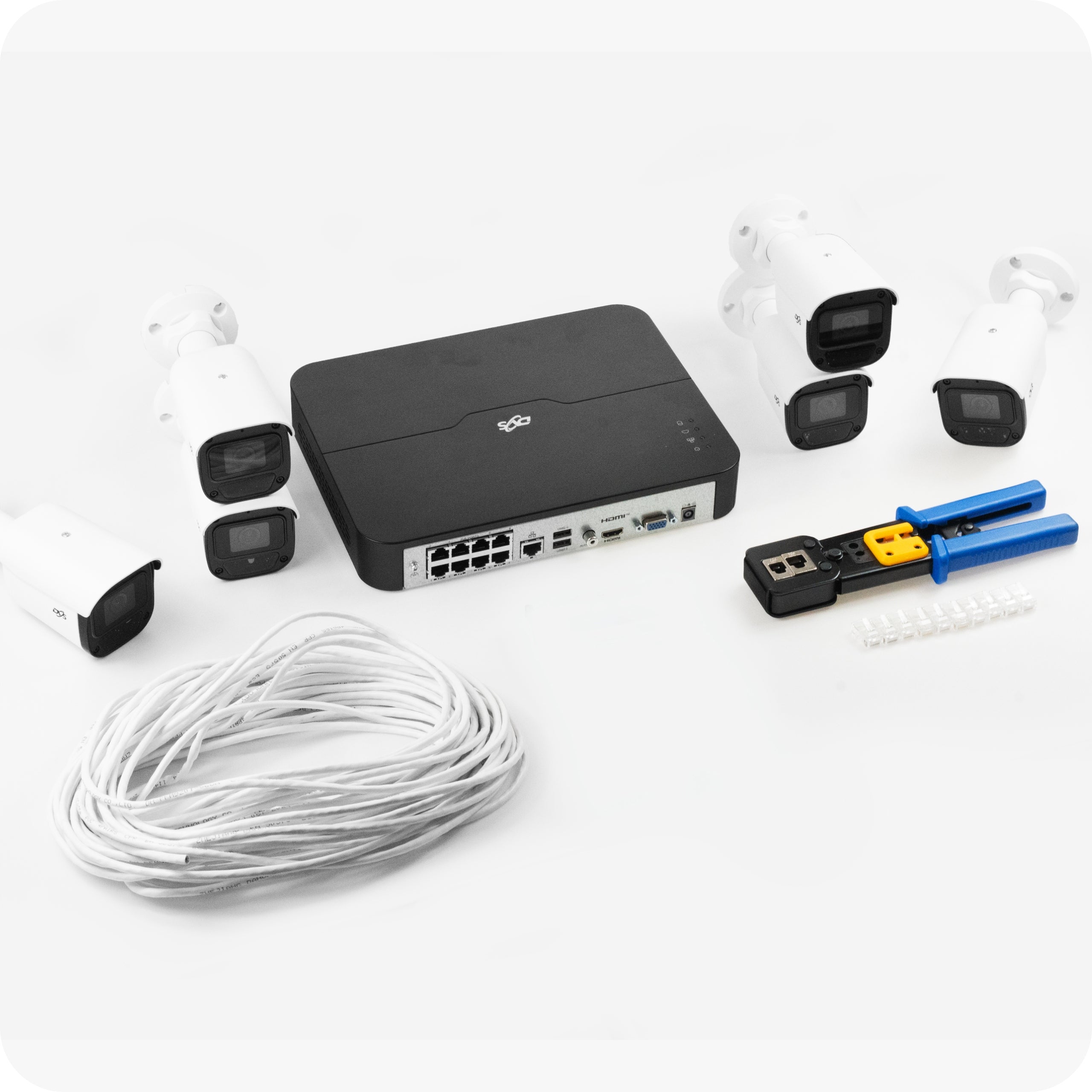Monitoring kit 6 IP PoE cameras 5Mpx tube company shop office AI DVS Packaging status original