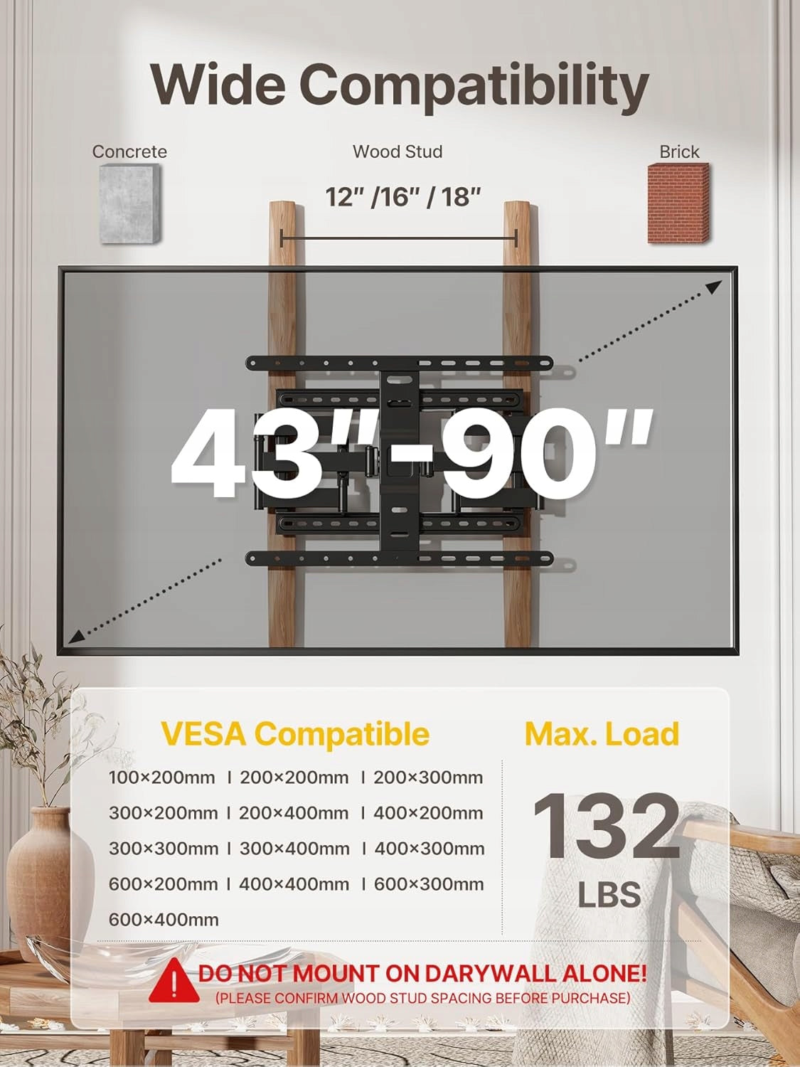 MontTEK Ultra Slim TV Mount for Most 43-90 Inch TVs Brand no brand
