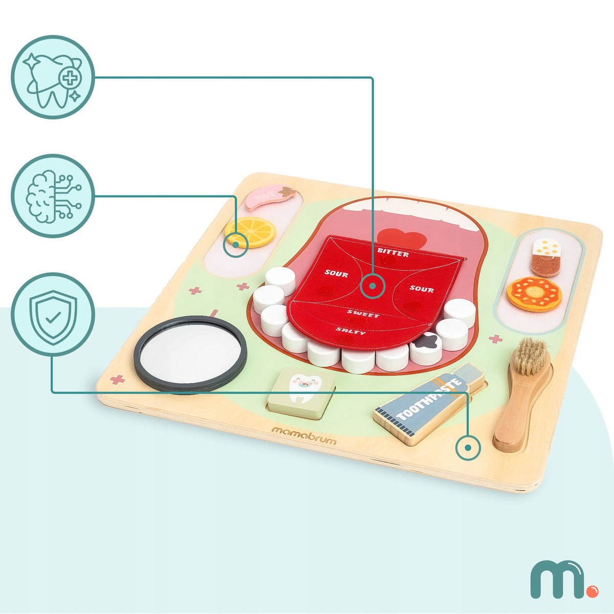 Montessori Educational Board Small Dentist – Wooden, with Accessories Brand Mamabrum