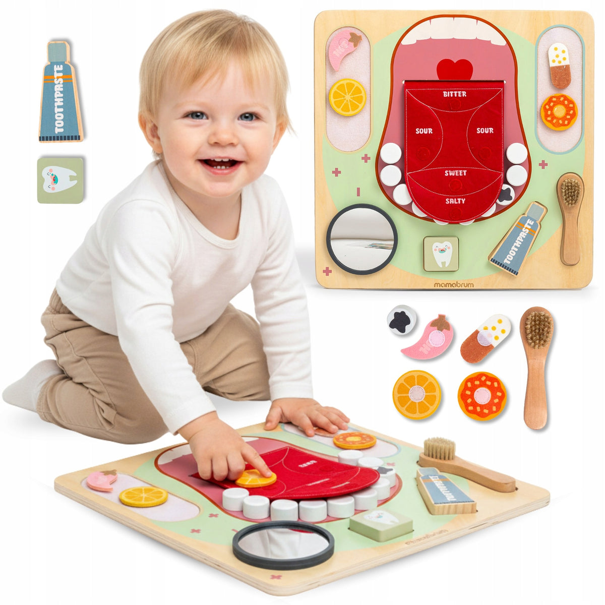 Montessori Educational Board Small Dentist – Wooden, with Accessories