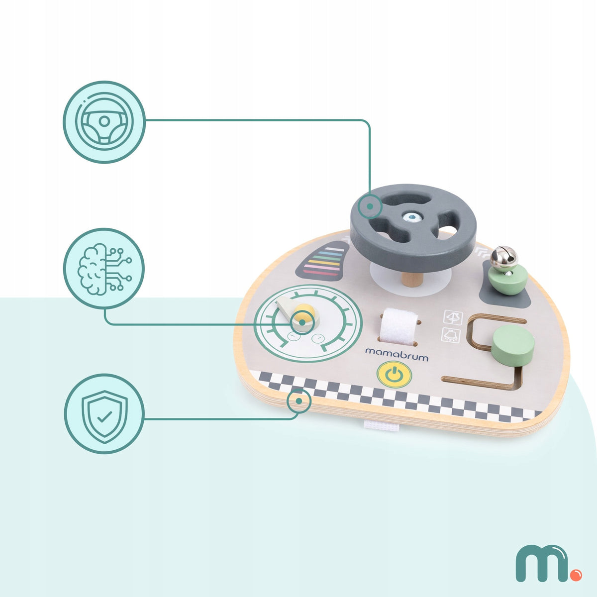 Montessori Manipulation Board Wooden Sensory Dashboard Manufacturer code MAM289 BUSY BOARD