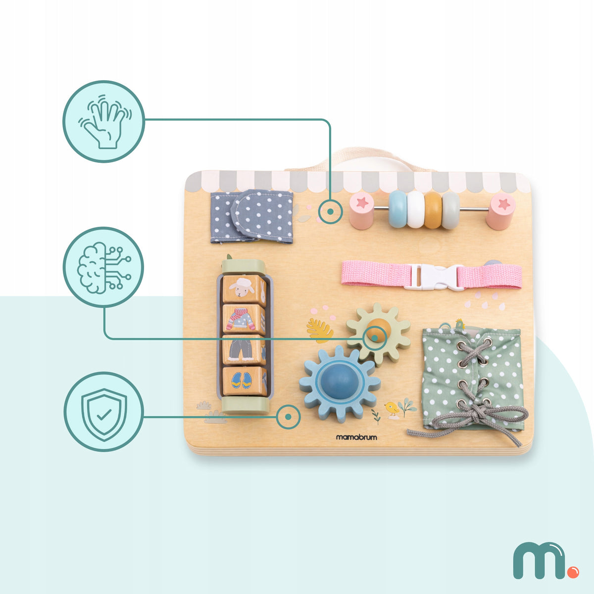 Montessori Manipulation Board for Kids Wooden Sensory Tailor Manufacturer code MAM295 BUSY BOARD