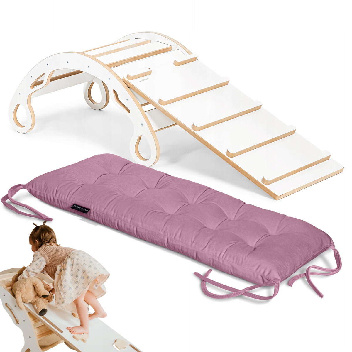 Montessori Rocker for Baby - WOODEN with Ladder and Slide Cushion