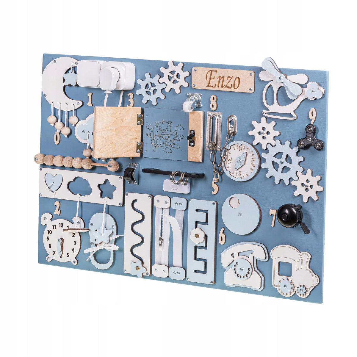 Montessori Sensory Board Busy Board 70x50 for Kids Manipulative Packaging status original