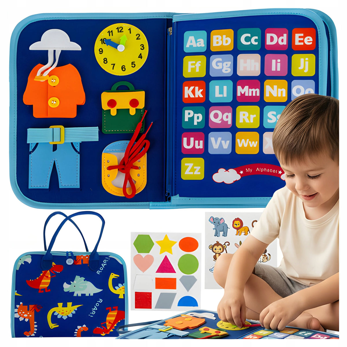 Montessori Sensory Manipulation Board Material Book Suitcase