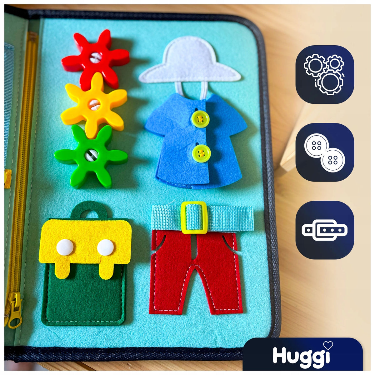 Montessori Sensory Toy Manipulation Board Educational Book Manufacturer code Edukacyjna książeczka z misiem