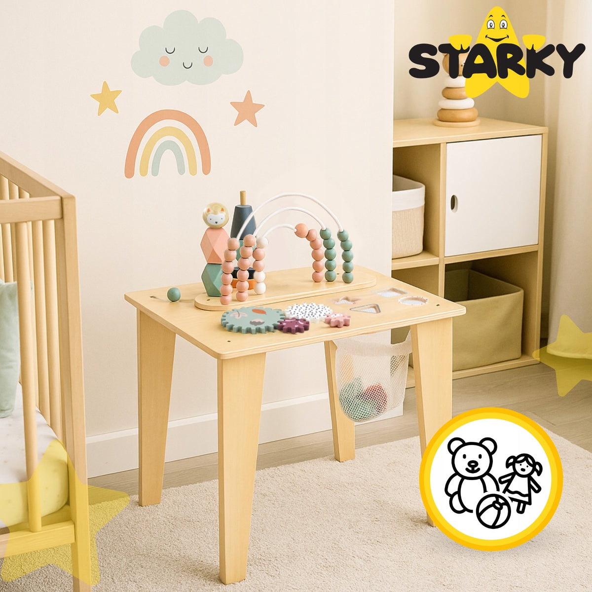 Montessori Wooden Eco Manipulative Sorter Educational Table for Gift Packaging status original