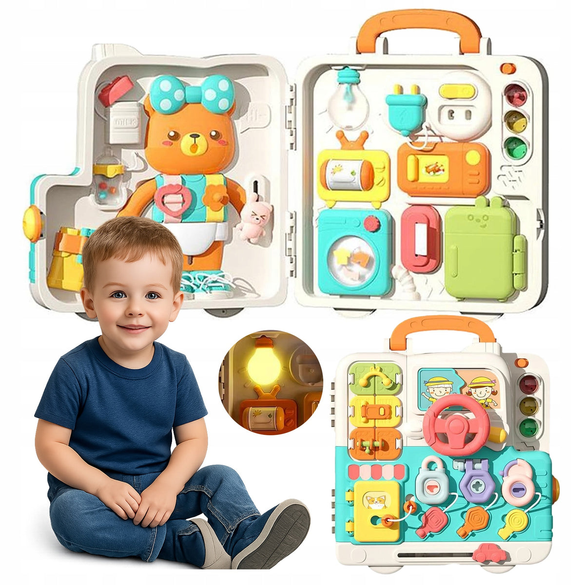 Montessori educational board interactive sensory panel in case +18m Packaging status original