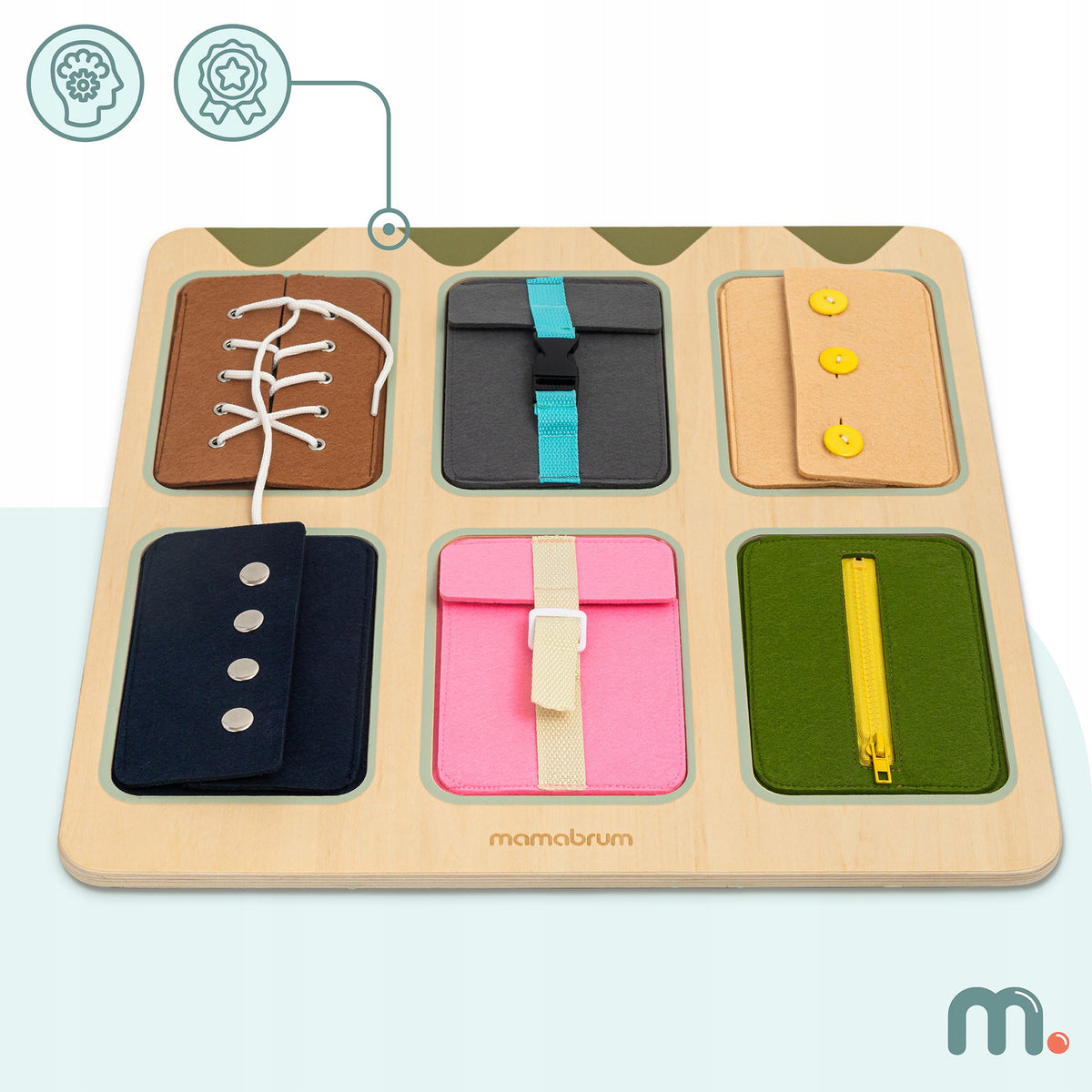 Montessori manipulation board – wooden, learning independence Packaging status original