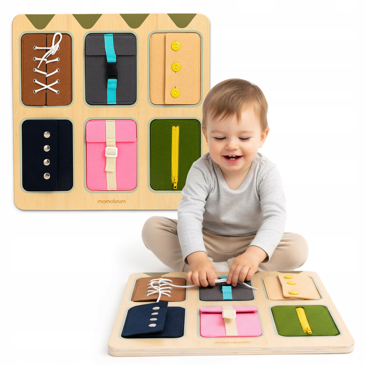 Montessori manipulation board – wooden, learning independence