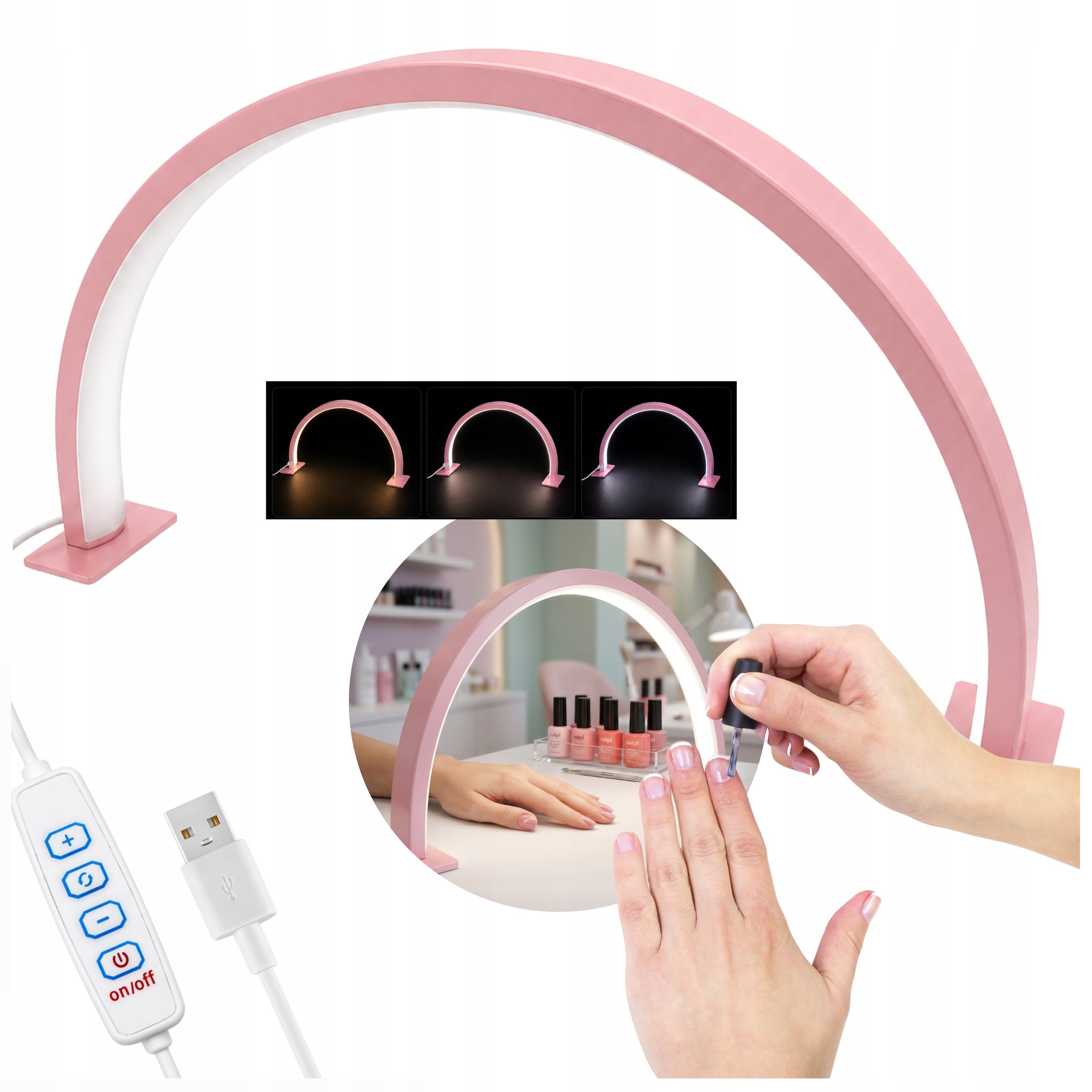 Moon LED Arch 30W Cosmetic Lamp with Remote Control 55cm FOR DESK PINK
