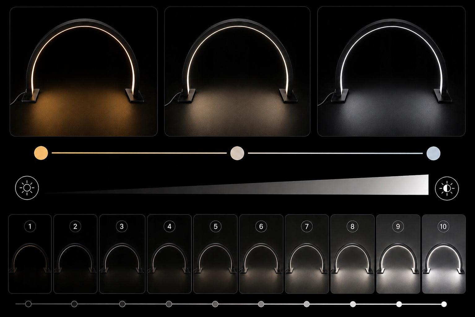 Moon LED Arched Cosmetic Lamp 30W 55cm FOR DESK BLACK Manufacturer code ZD194A LAMPA KOSMETYCZNA