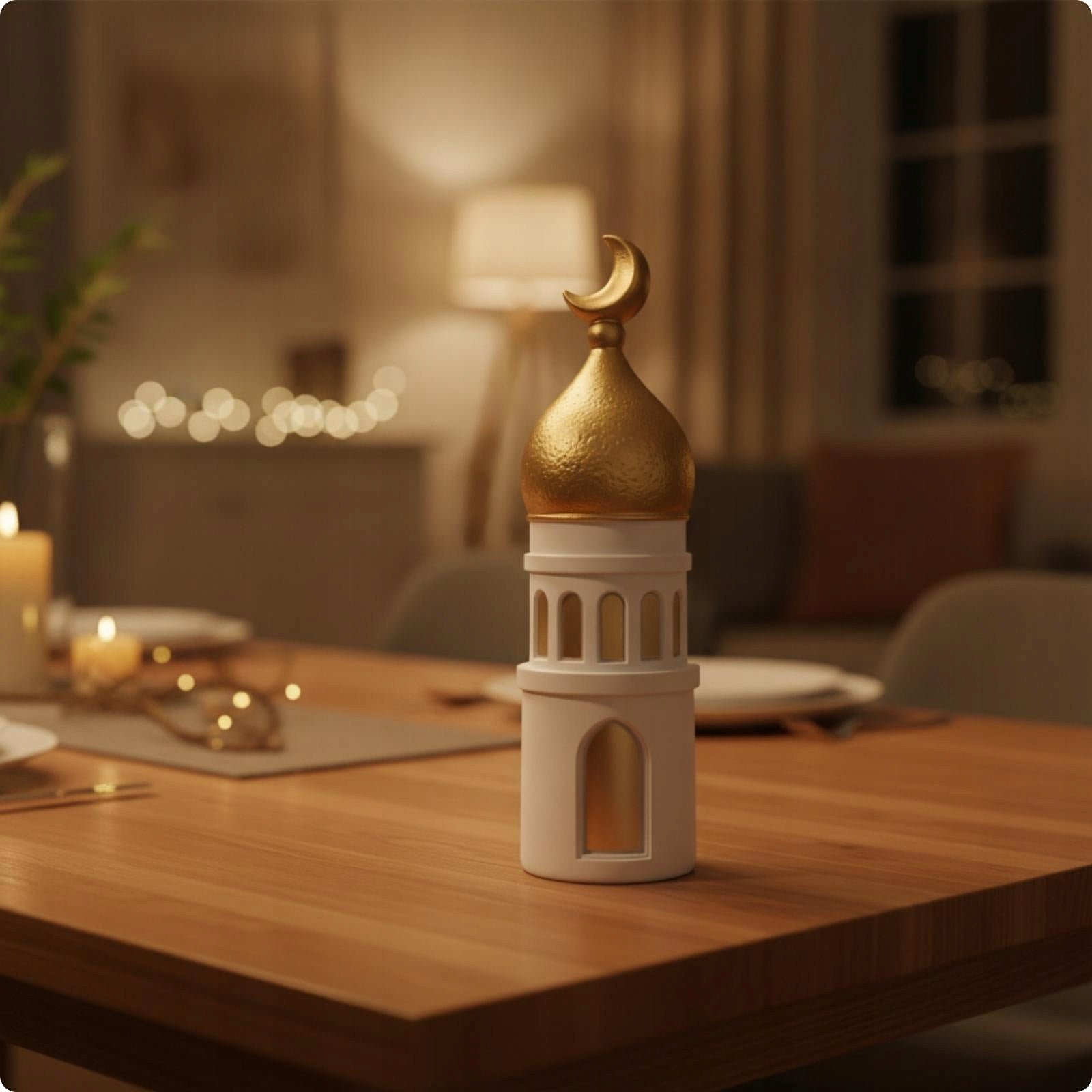 Mosque Decor with Crescent Moon Architectural Mosque Ornament Style D