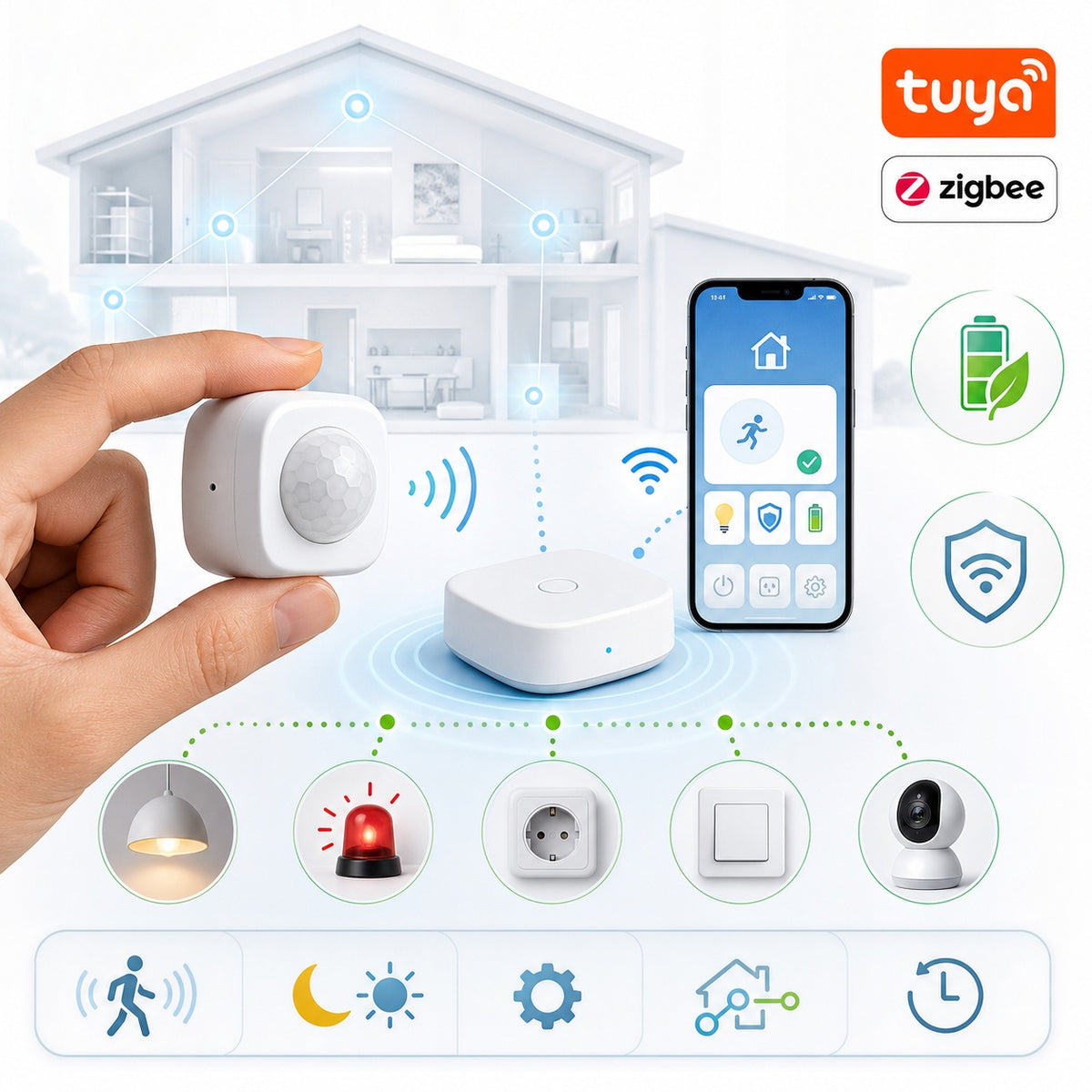 Motion sensor Smart white Zigbee Tuya presence battery wireless Manufacturer code GB740