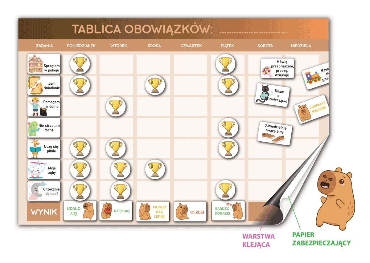 Motivational magnetic board, board list of duties with KAPIBARA glue Manufacturer code tobk