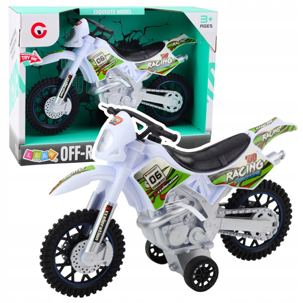 Motor Cross Toy White OFF-ROAD with Light Effects and Lean Toys
