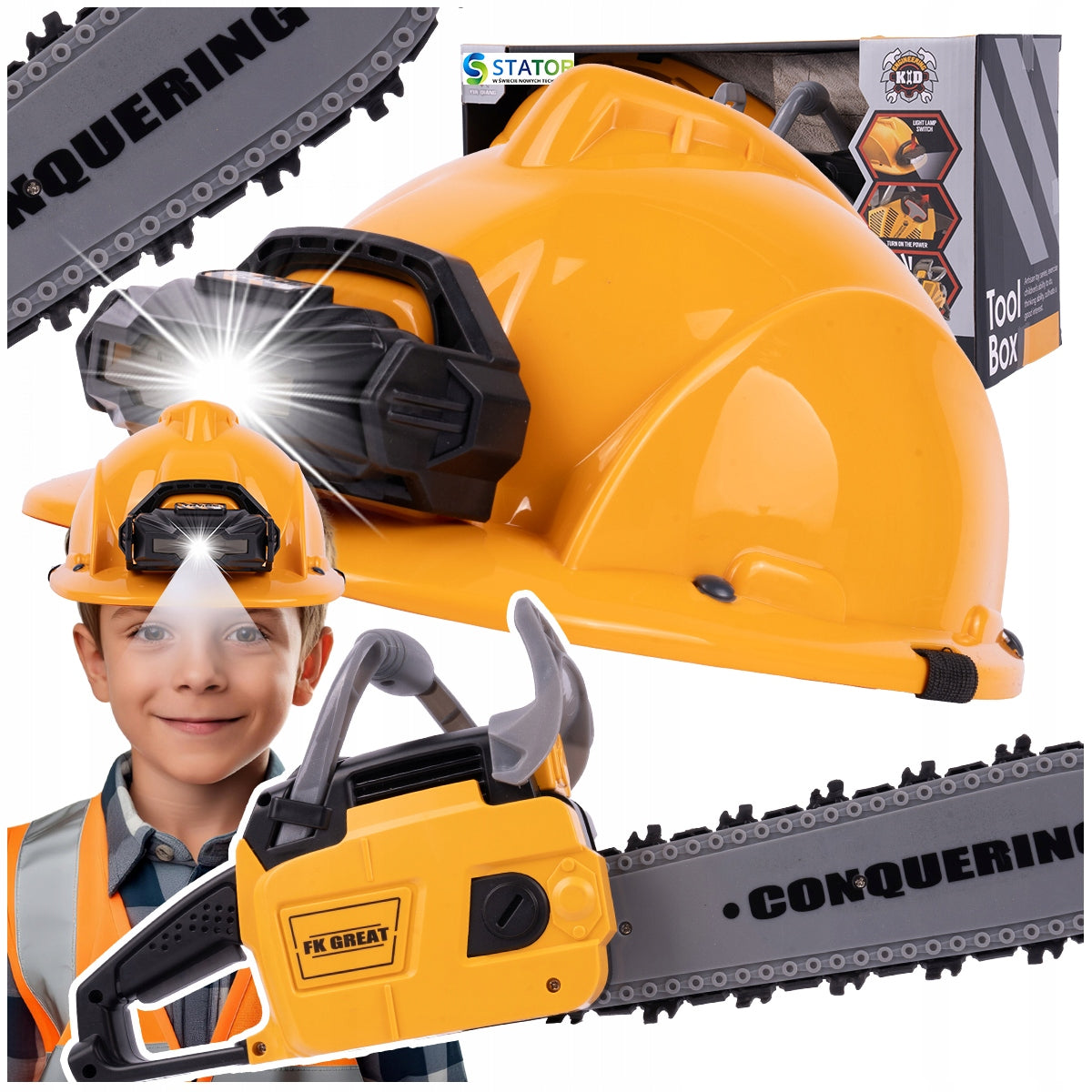 Motor Saw Chain Helmet Glows LED Tools For Kids Set Manufacturer code Z994