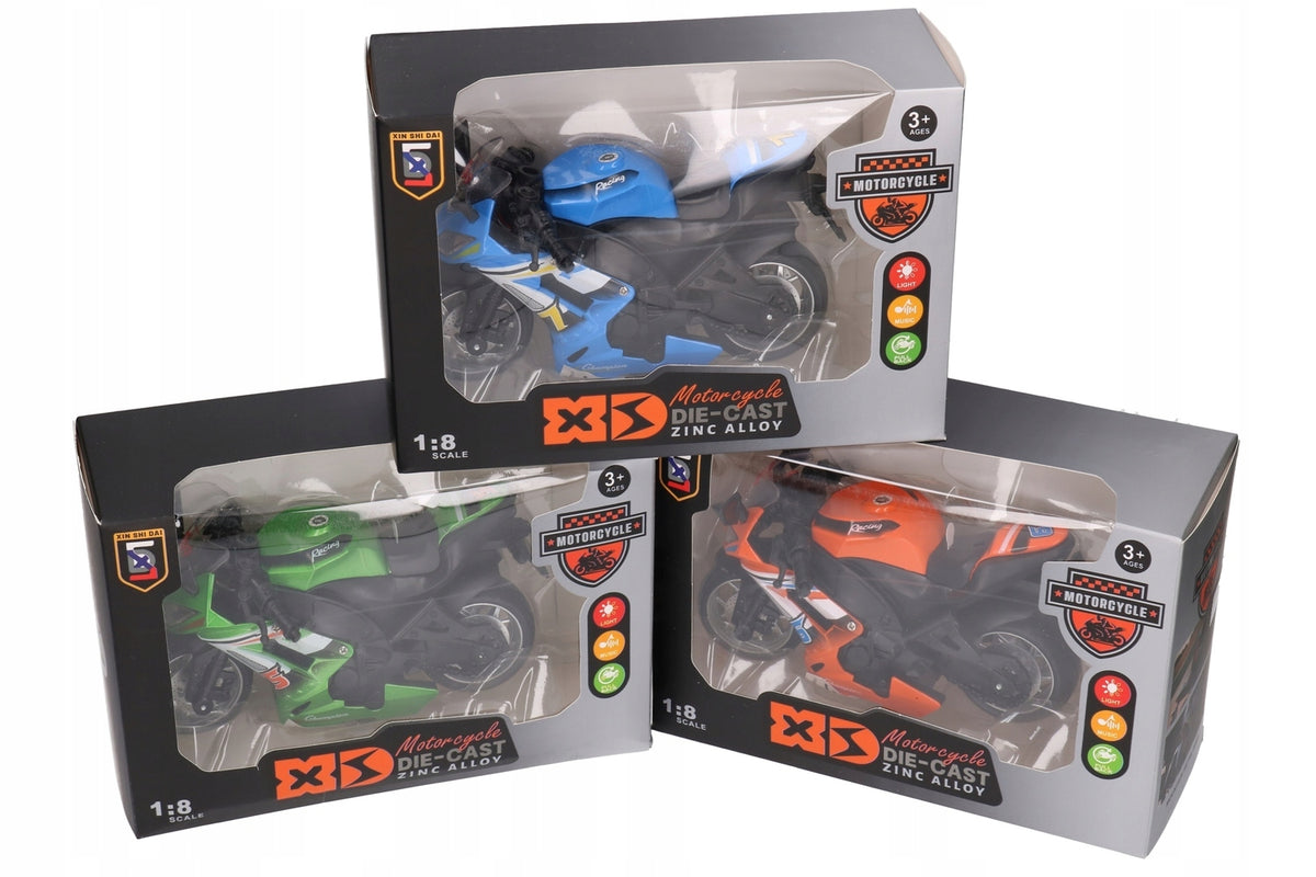 Motorcycle CHASER in a box with sound 5370 Brand Biały