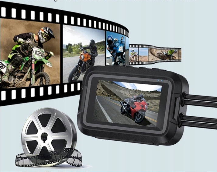 Motorcycle Camera Driving Recorder FHD FRONT + REAR Wi-Fi Screen Memory card included none