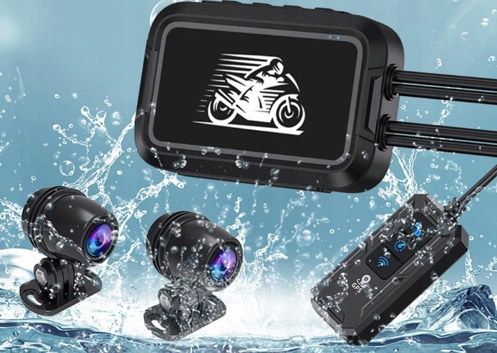 Motorcycle Camera Driving Recorder FHD FRONT + REAR Wi-Fi Screen Viewing angle 150°