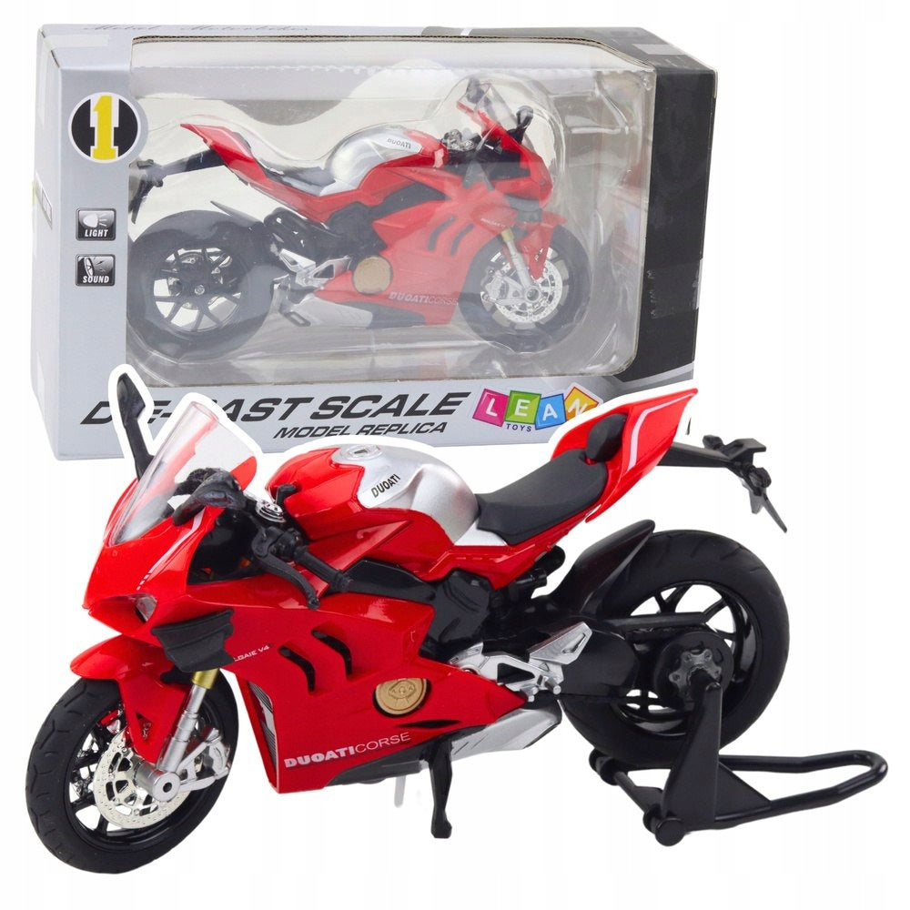 Motorcycle Sports Metal Lights Sounds Red 1:12