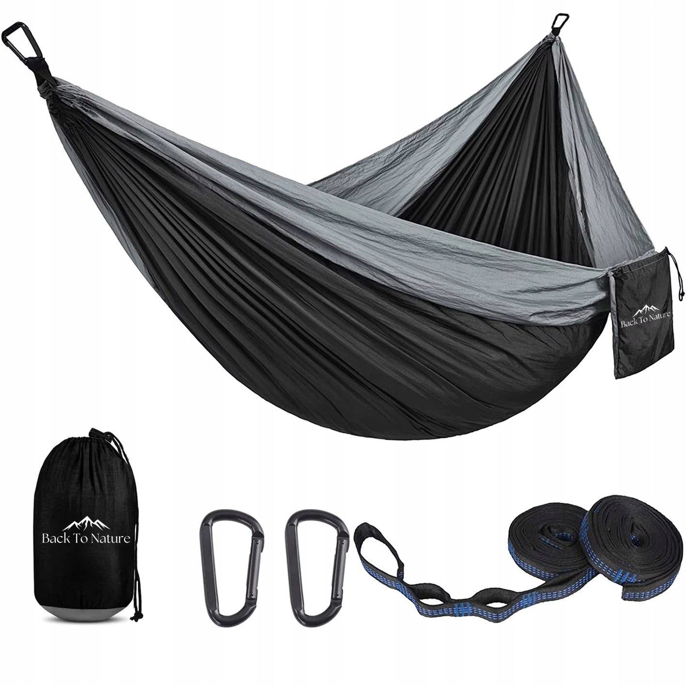 Mountain hiking hammock for forest per plot 250 cm light black