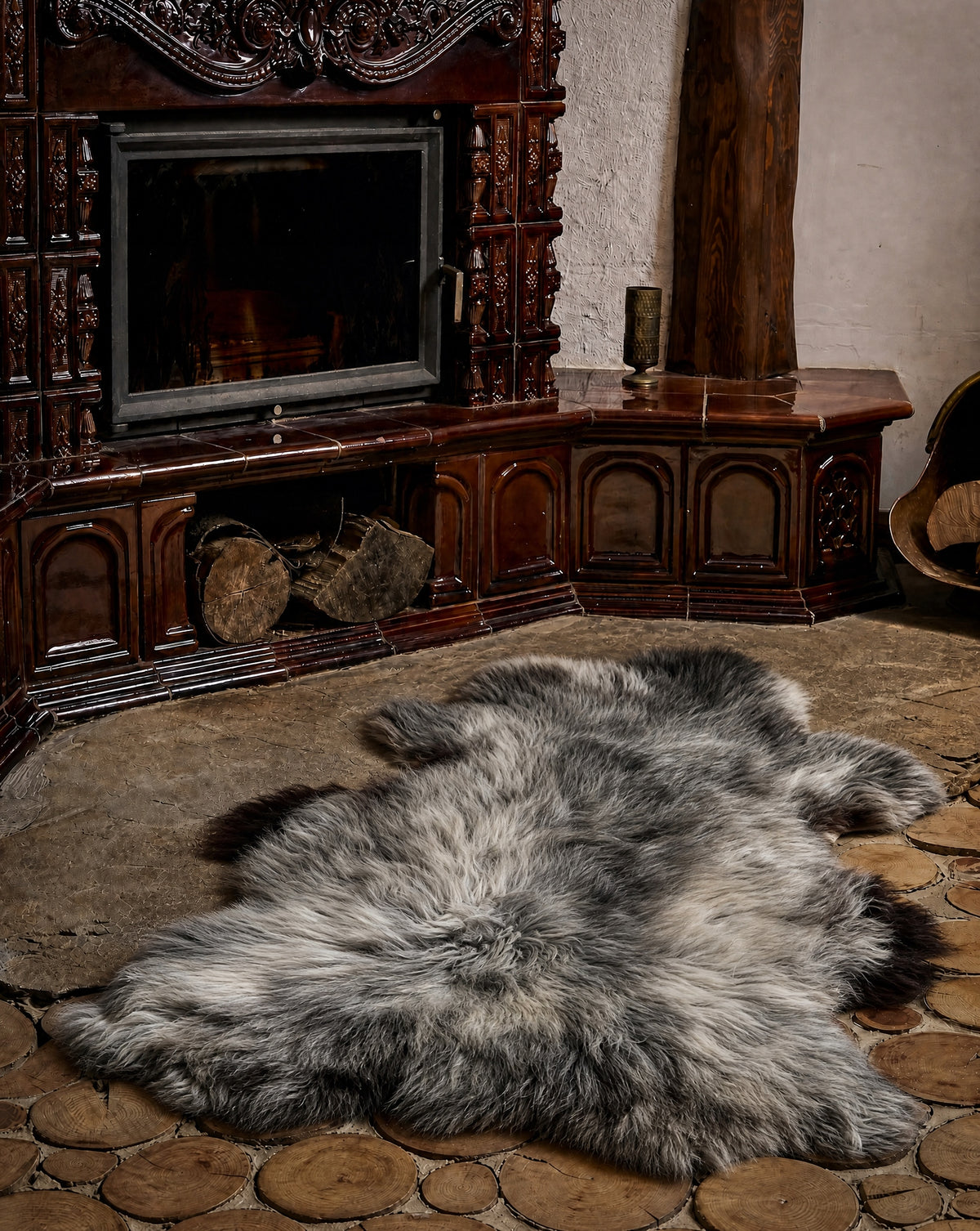 Mountain sheepskin "LIGHT GREY" - 110cm/L (Lamb) 100%Natural! Packaging status original