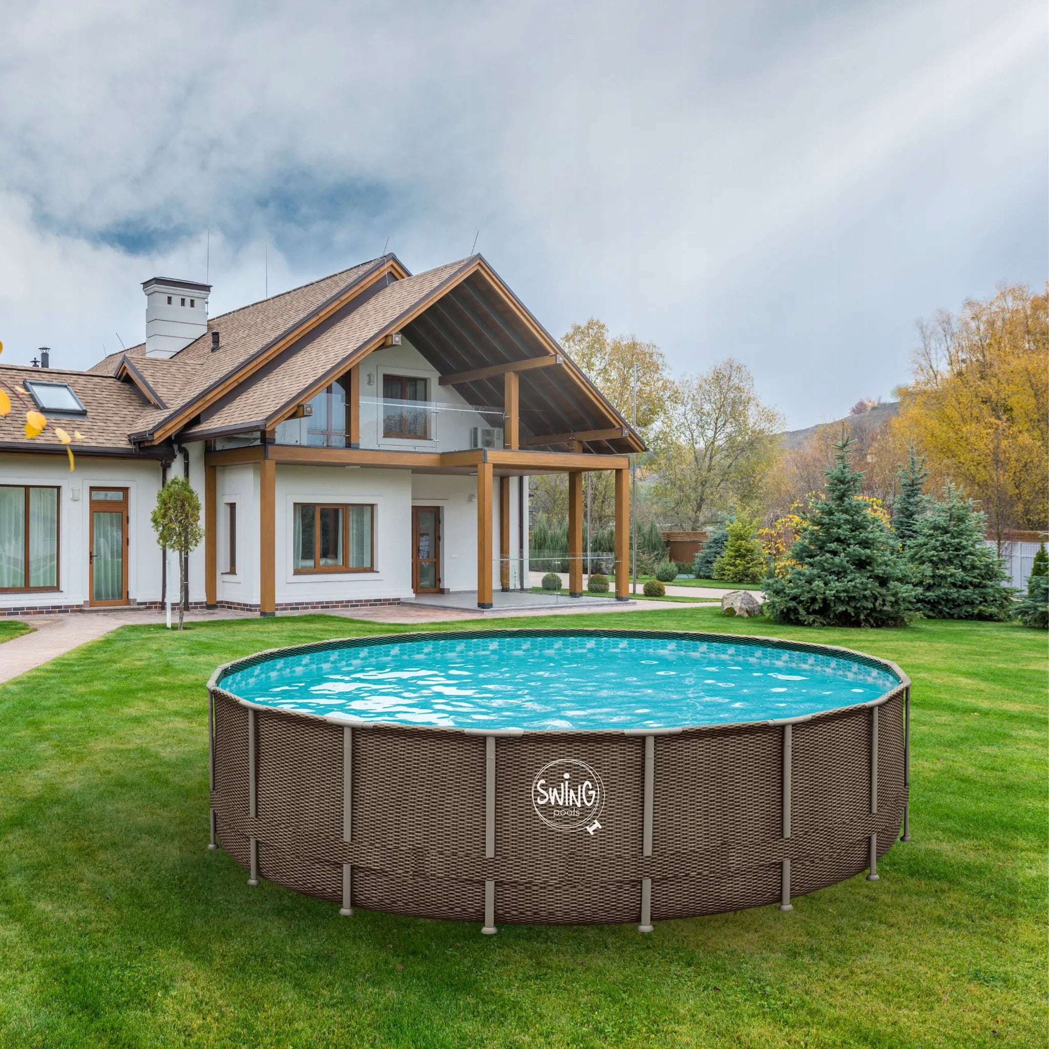 Mountfield Wicker Pool with Metal Frame - 4,88 x 1,22 m, Dark Wicker Kind tension