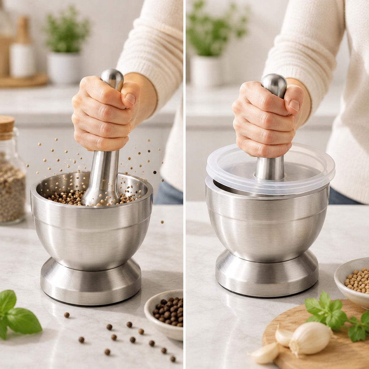 Moździerz Stalowy kuchenny – do przypraw i pesto BOTC Manufacturer code garlic press