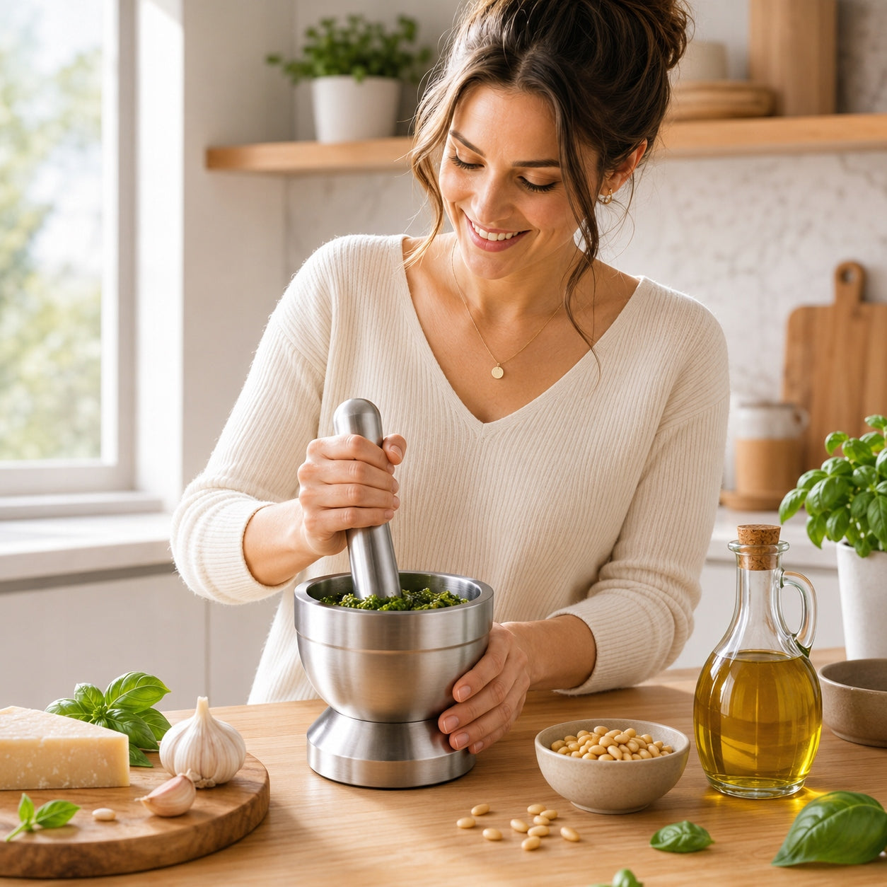 Moździerz Stalowy kuchenny – do przypraw i pesto BOTC Packaging status original