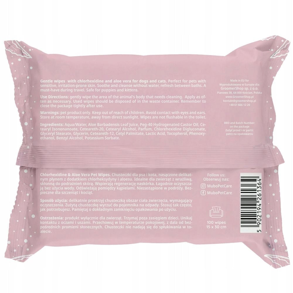 Mubo Wet wipes with chlorhexidine for dog and cat 100pcs. Brand Mubo