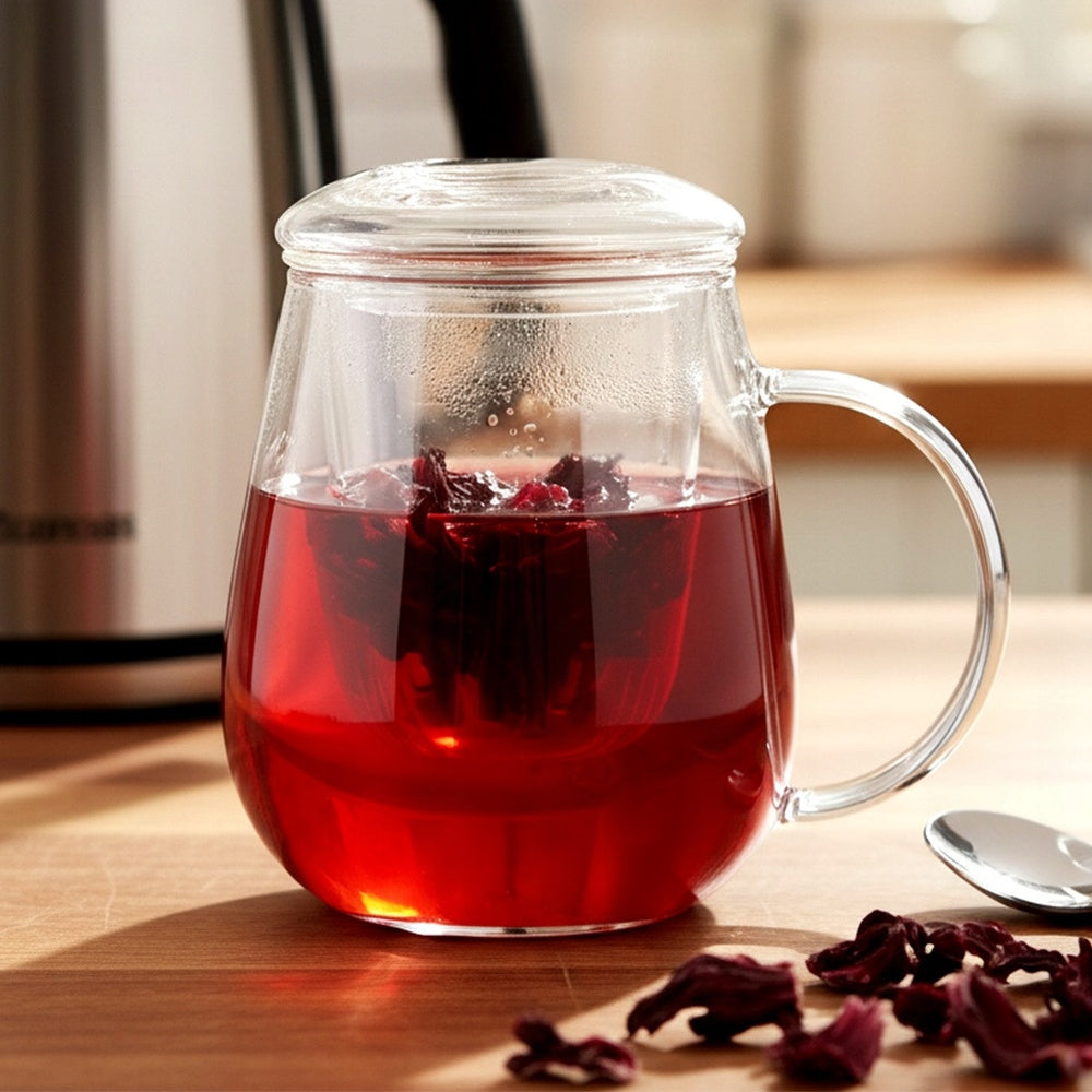 Mug WITH INFUSER lid glass infuser for tea herbs 530 ml Packaging status original