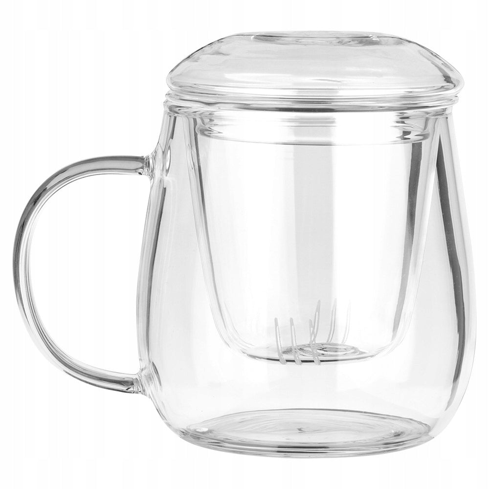 Mug with infuser and lid glass Herbs Tea Coffee 400 ml Brand Vilde
