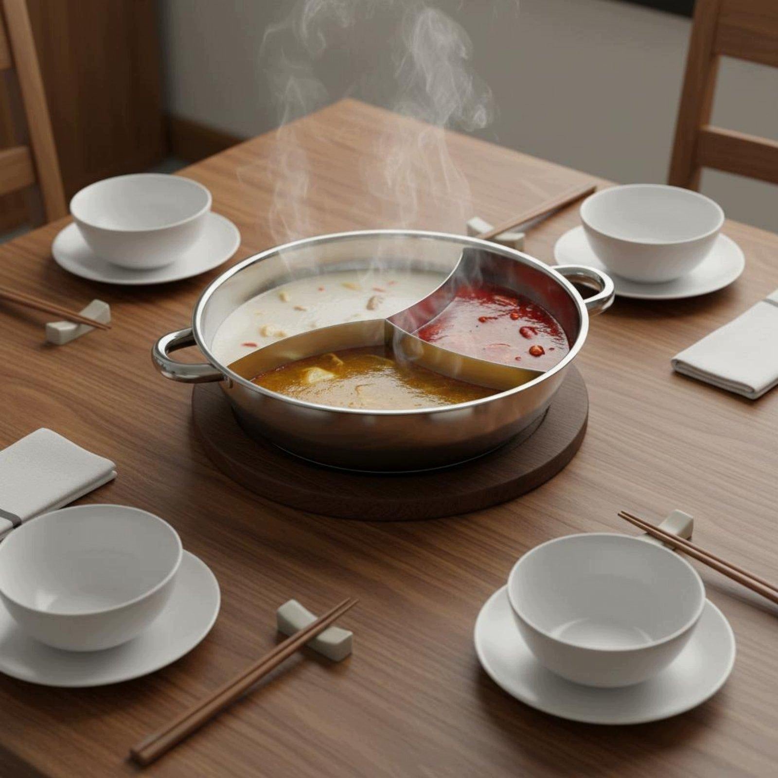 Multi Section Hot Pot 201 Stainless Steel Multi Compartment Cooker Packaging status original