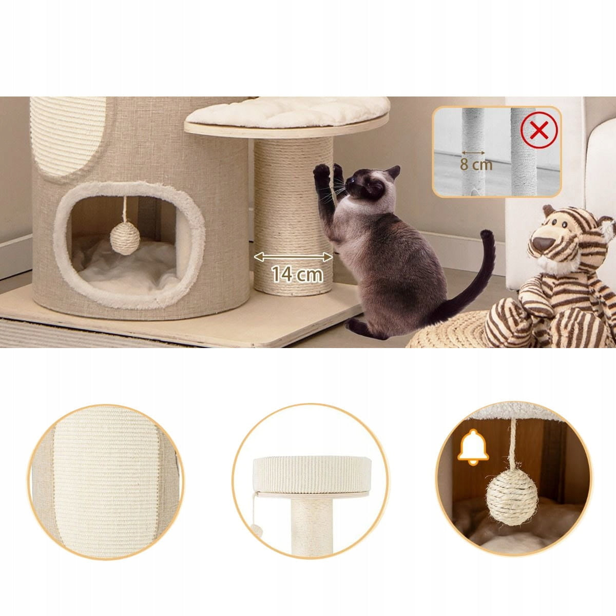 Multi-level cat scratcher Bed Height (cm) 101 - 160 cm