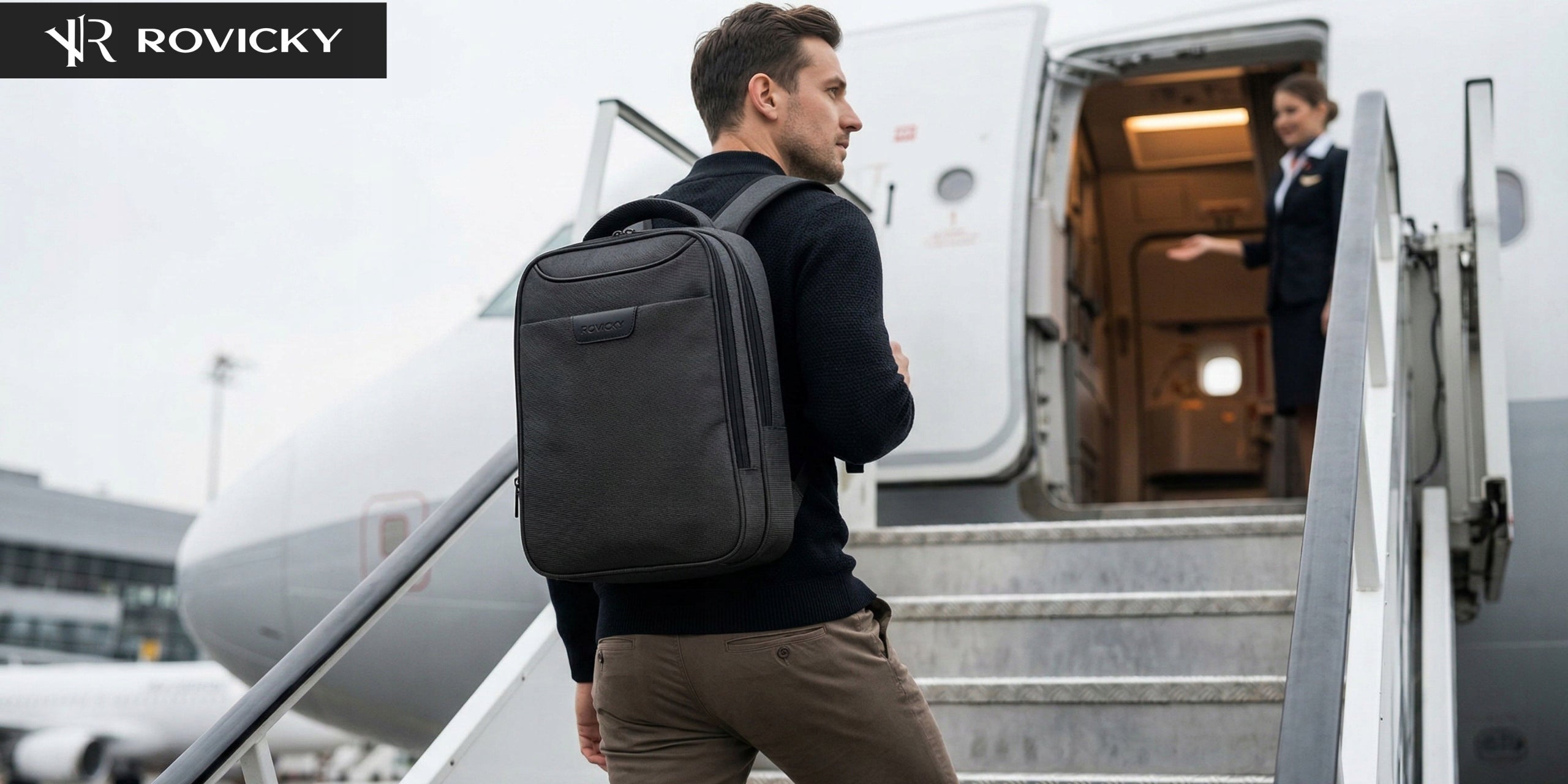 Multi-purpose travel backpack black with laptop space strong urban Packaging status original